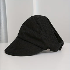 Backless Ponytail Sun Hat Lace Embossed UV Protection Travel Beach Hats