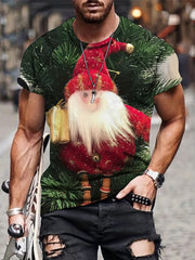 Santa Claus Pattern Men's Graphic T shirt Casual Comfy Tees