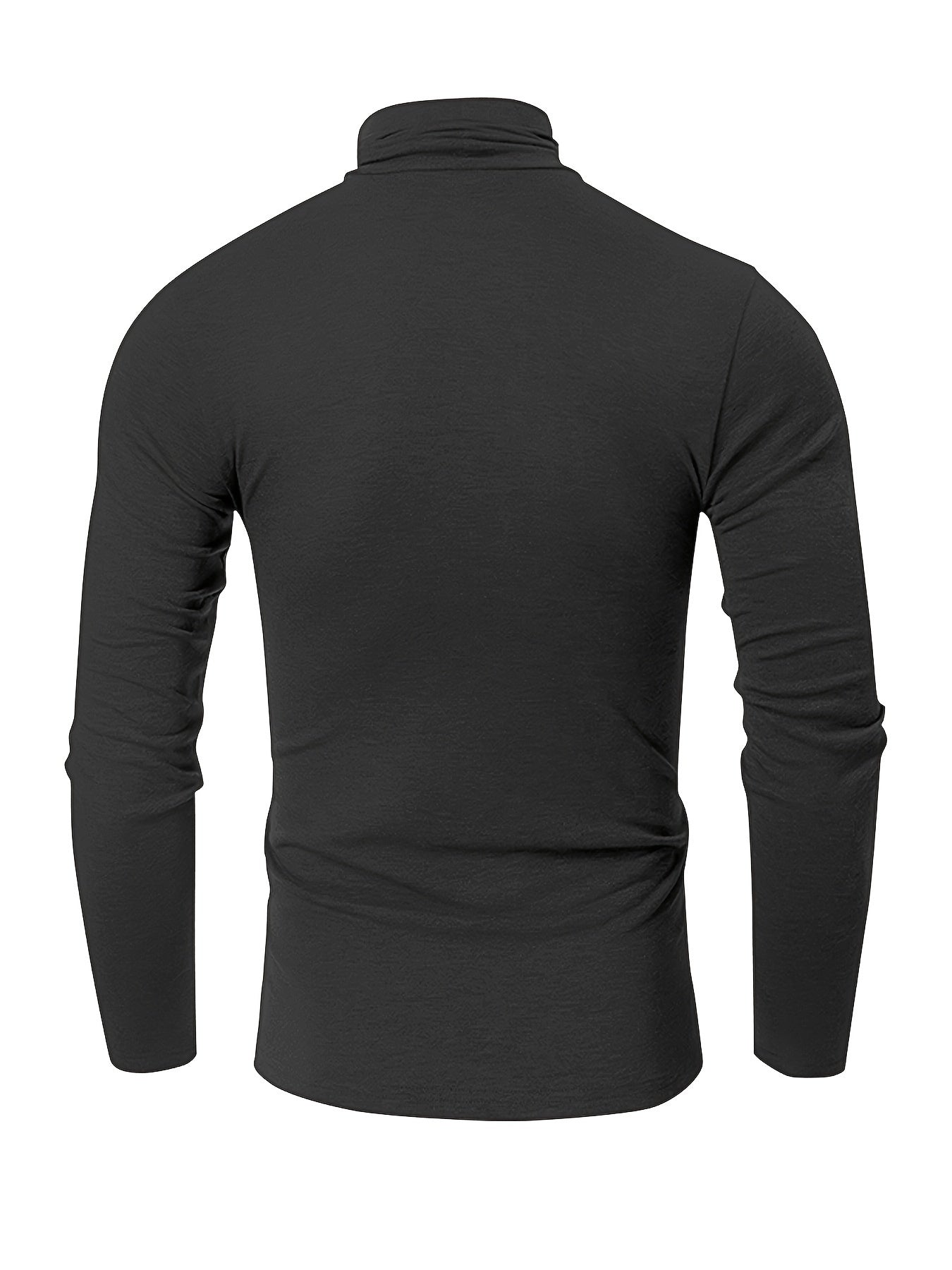 Men's High Neck Knitted Sweater Solid Mid Stretch Pullover for Spring
