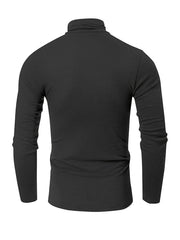 Men's High Neck Knitted Sweater Solid Mid Stretch Pullover for Spring
