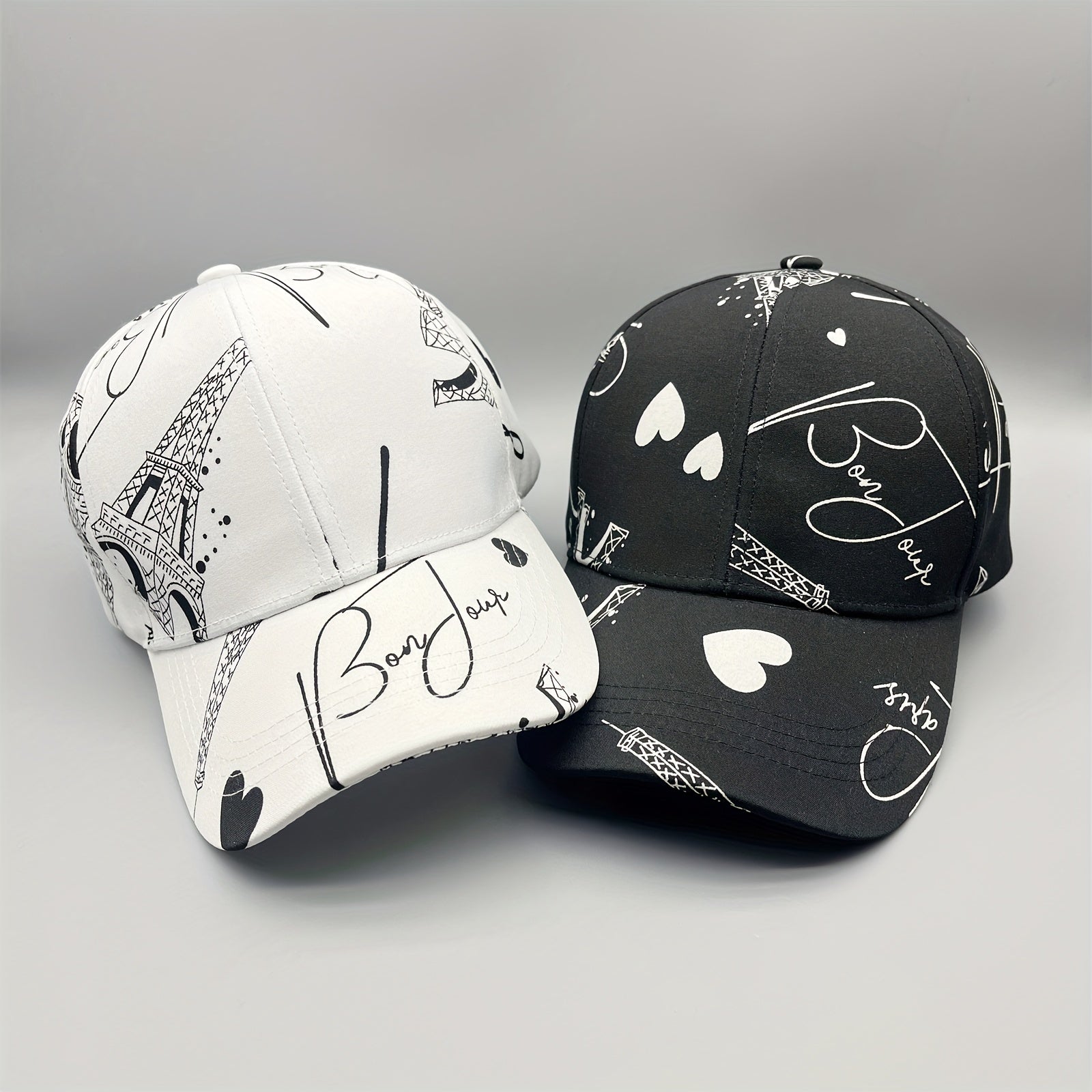 Couple Baseball Cap & Heart Printed Dad Hat Sun Hat