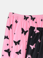 2 Pack Plus Size Y2K Sleep Bottoms Set Women's Plus Butterfly Print