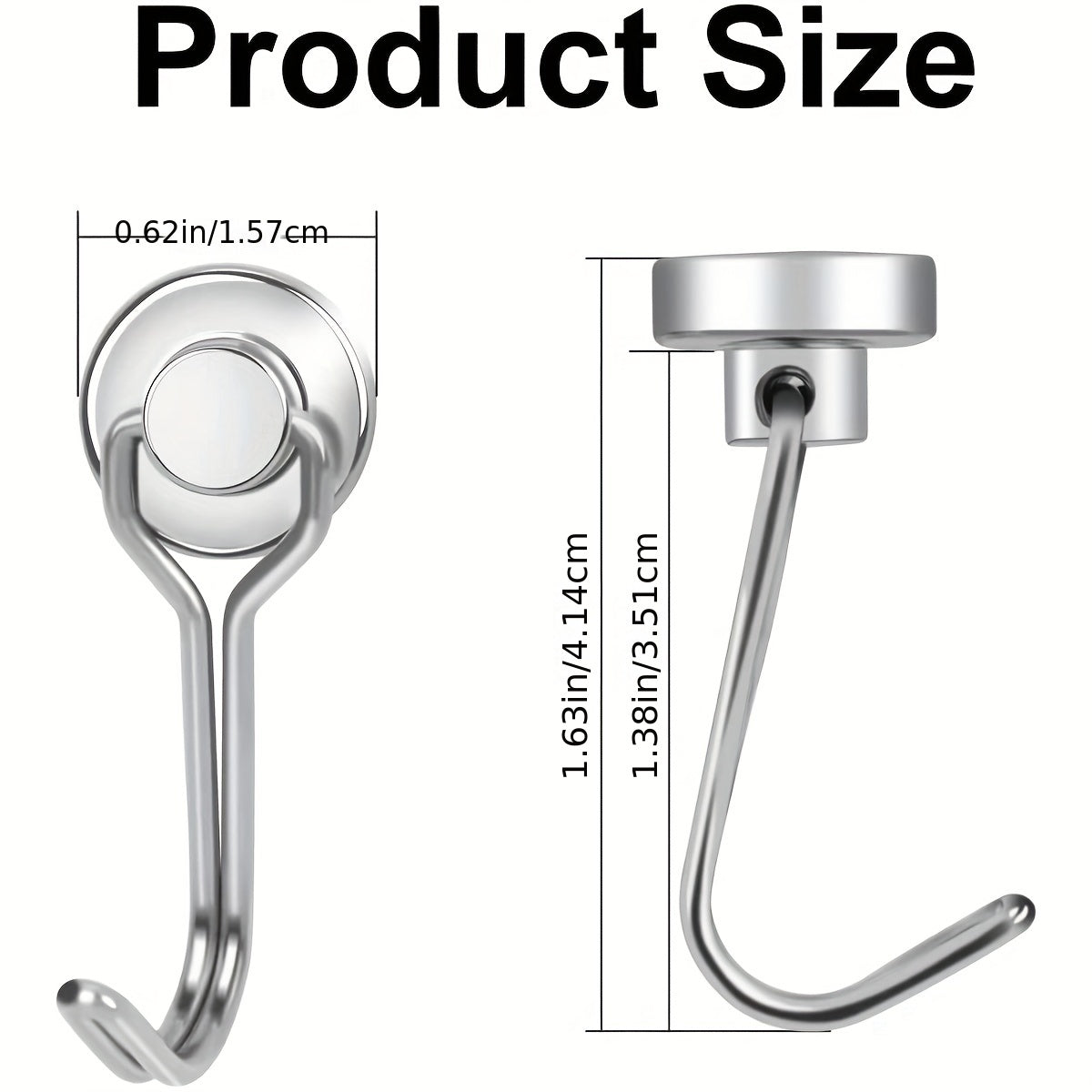 4pcs Magnetic Hooks 34KG Swivel Heavy Duty for Hanging Grill Refrigerator