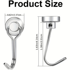 4pcs Magnetic Hooks 34KG Swivel Heavy Duty for Hanging Grill Refrigerator