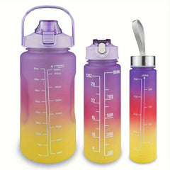 3pcs Gradient Water Bottles Set Leakproof Sports Water Cup Time Marker