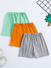 3pcs Boys Comfortable Solid Shorts Quick drying For Summer