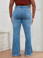 Women's Plus Fringe Trim High Rise Flared Leg Jeans