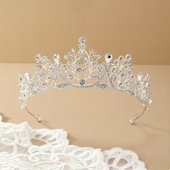 Silvery Crystal Headband Rhinestone Crown Princess Tiara Hair Accessory