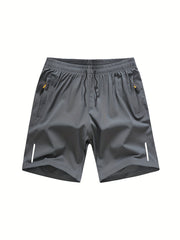 Men's Running Shorts Zipper Pockets Stretch Drawstring Outdoor Gym Shorts