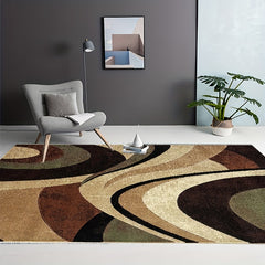 Dark Red Corrugated Loom Carpet Soft Rug