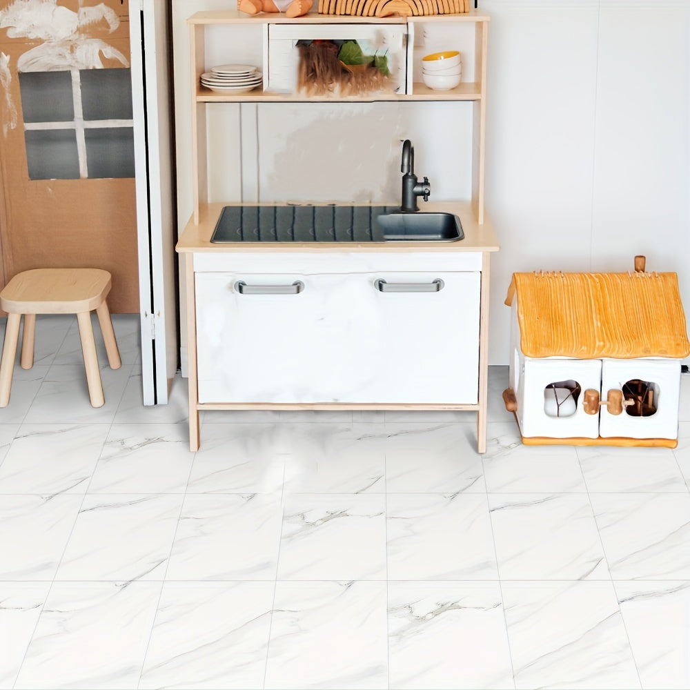 10pcs Waterproof Marble Tile Stickers Self Adhesive PVC Tiles - Easy Install