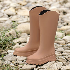 Solid Quick Drying Flat Rain Boots Waterproof Non Slip Thickened