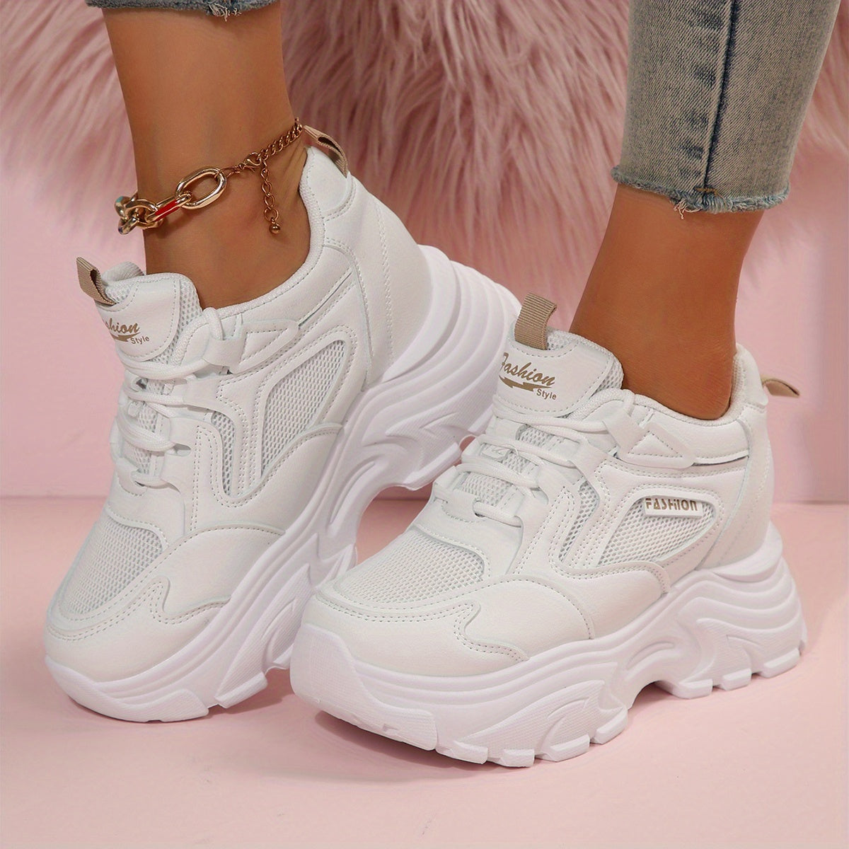 Women's Thick Bottom Running Shoes Mesh Outdoor Sneakers