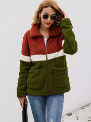 Patched Pockets Jacket Long Sleeve Fall Winter Casual