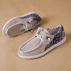 Women's Lace Up Low Board Shoes Lightweight Slip on Casual Flat Shoes