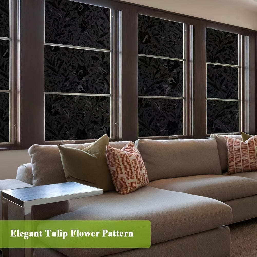 1pc Total Blackout Window Film Static Cling Opaque Privacy Frosted Glass Film