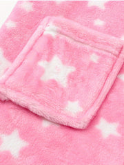Girls Star Print Hooded Bathrobe Flannel Loungewear Kids Pajamas