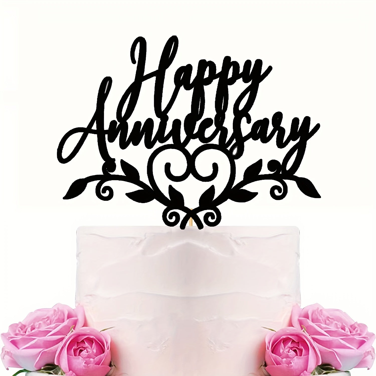 Glitter Happy Anniversary Cake Topper - Party Decorating Supplies