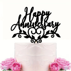 Glitter Happy Anniversary Cake Topper - Party Decorating Supplies