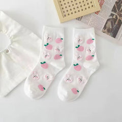 Cartoon Animal Pattern Crew Socks Women's Stockings