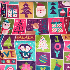 Warm Flannel Blanket for Camping & Home Use with Christmas Cartoon Santa Snowman