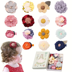 15pcs Chiffon Flower Hairpin Hair Accessories Girls Birthday Gift