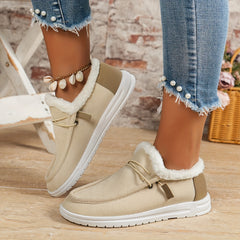 Plush Lined Snow Boots Keep Warm Round Toe Flat Low Cut Shoes