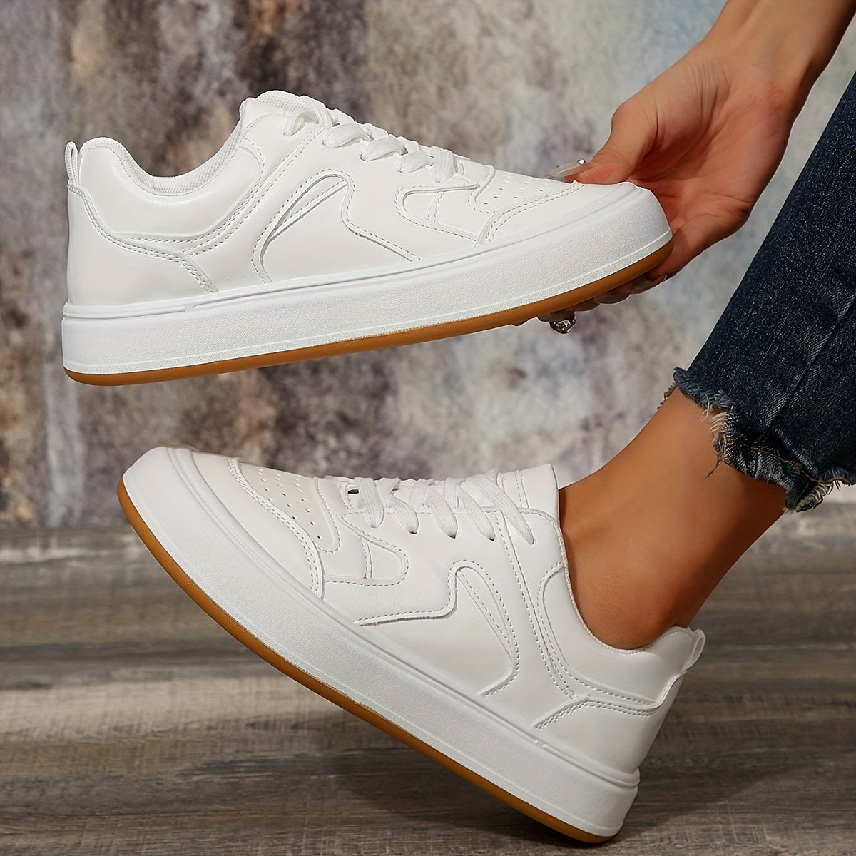 Classic Small Platform Flat Shoes Lace Up Lightweight Sneakers