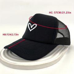 Heart Print Trucker Hat Baseball Cap Unisex Adjustable Couple Dad Hats