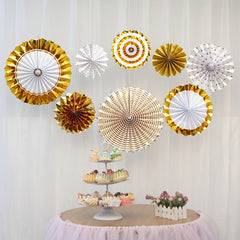 8pcs Hanging Paper Fans Glitter Birthday Wedding Baby Shower Decor