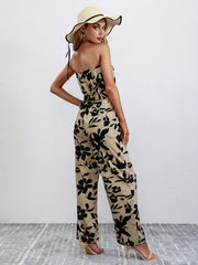 Floral Print Wide Leg Tube Jumpsuit for Women