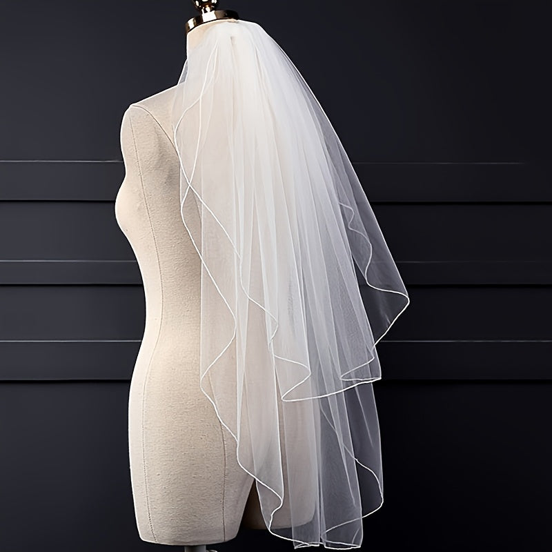 2 Layer Tulle Wedding Veil with Comb Bridal Veil for Brides