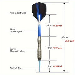 3pcs Soft Tip Darts with Standard Shaft and Aurora Wing for Game