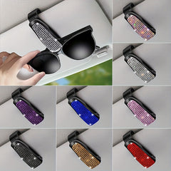 Car Sunshade Clip Rhinestone Decor Visor Glasses Holder