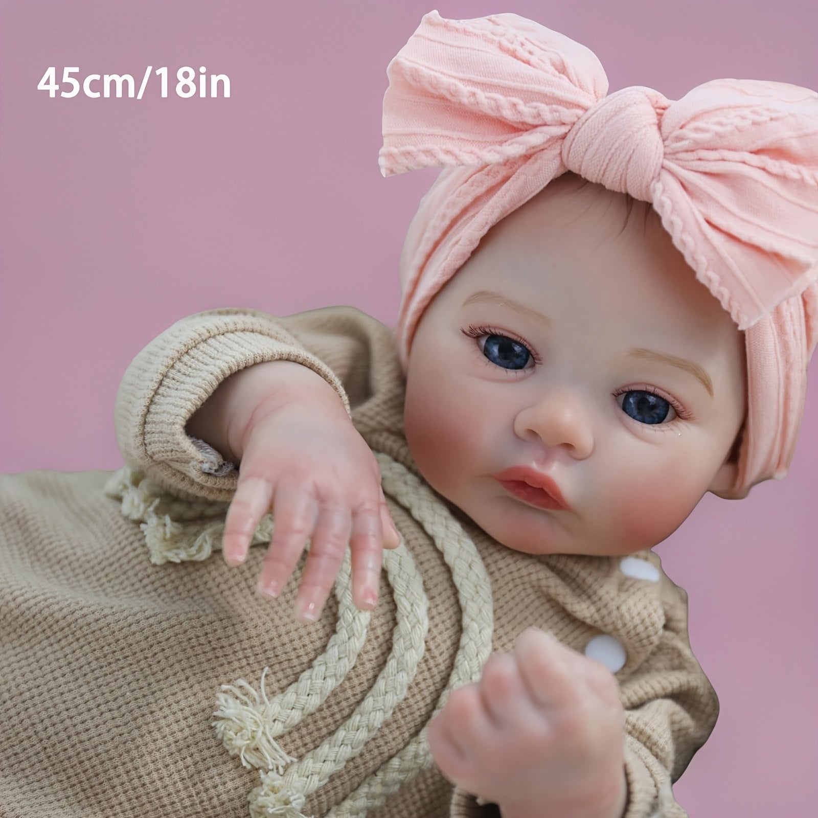 18-Inch Meadow Reborn Doll Full Body Silicone Vinyl Girl Doll 3D Painted Skin
