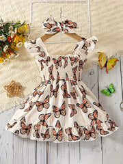 Toddler Girls' Butterfly Print Dress & Headband Set