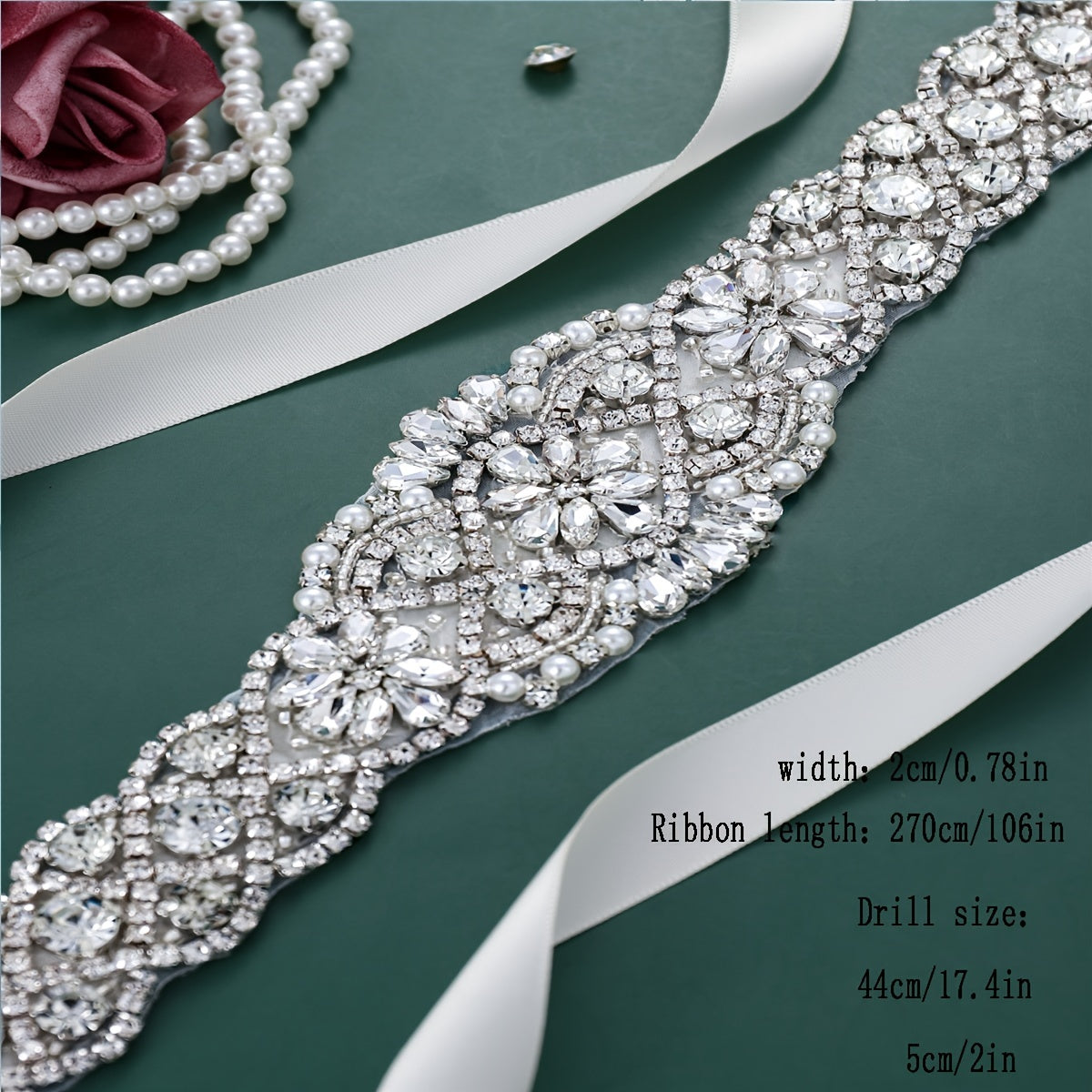 Rhinestone Bridal Belt Wedding Waist Sash Faux Pearl Handcrafted Accessories