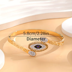 Eye Pattern Stainless Steel Bracelet Rhinestone Decor