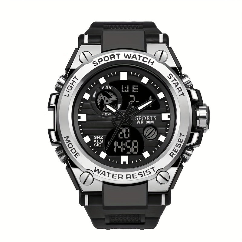 Men's Outdoor Waterproof Dual Display LED Alarm Watch