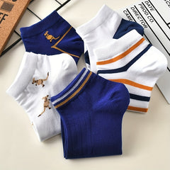 5 Pairs Kangaroo Print & Striped Low Cut Women's Socks