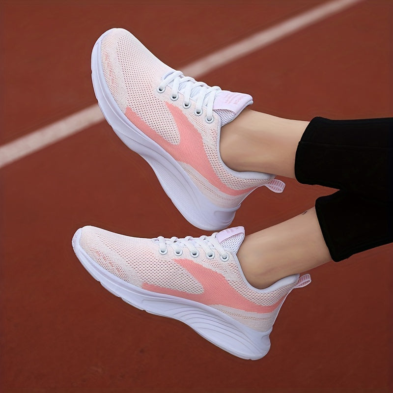 Women's Mesh Sneakers Letter Patched Lace Up Running Shoes
