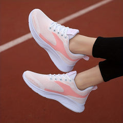 Women's Mesh Sneakers Letter Patched Lace Up Running Shoes