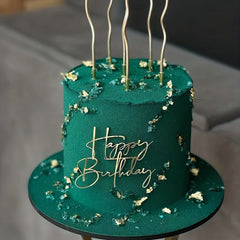 1pc Happy Birthday Art Handwriting Cake Toppers Birthday Cake Toppers Golden