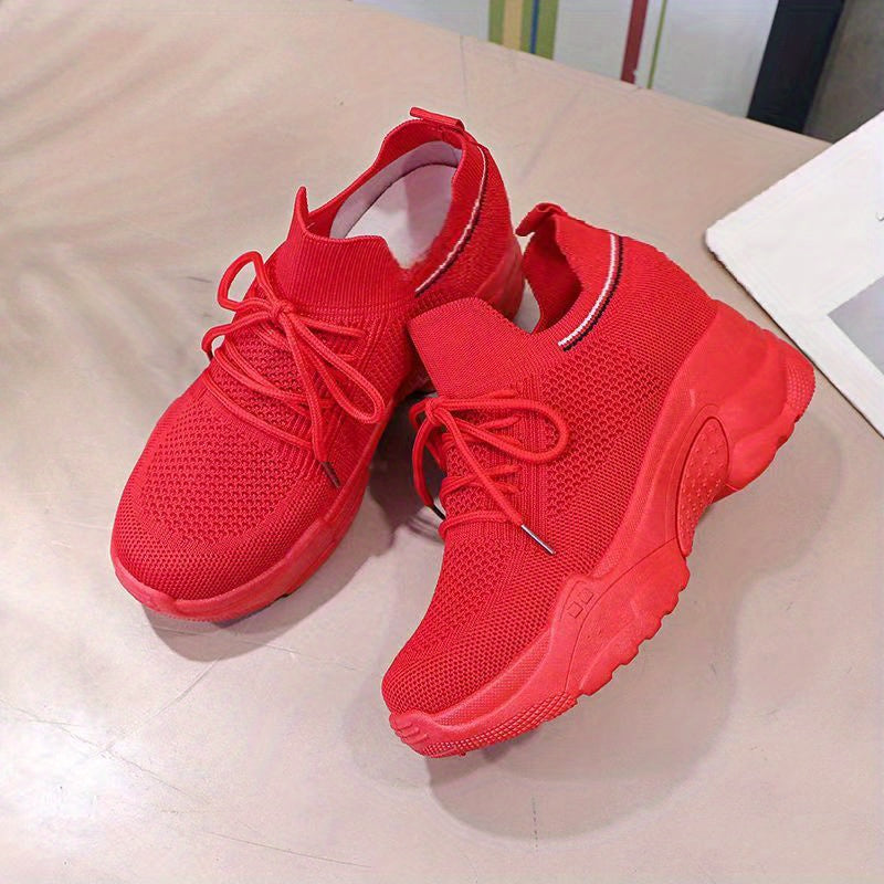 Women's Breathable Chunky Sneakers Casual Hidden Heel Shoes
