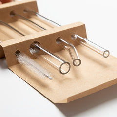 3pcs Reusable Glass Straws With Cleaning Brush Heat Resistant Clear Straw