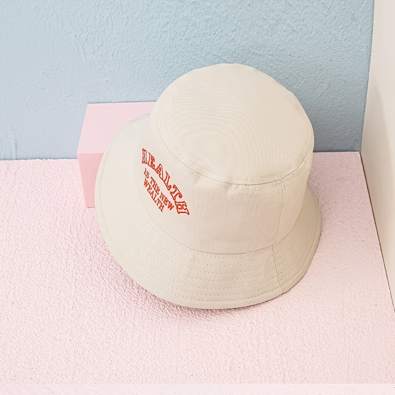 Cotton Embroidery Bucket Hat for Summer Sun Protection