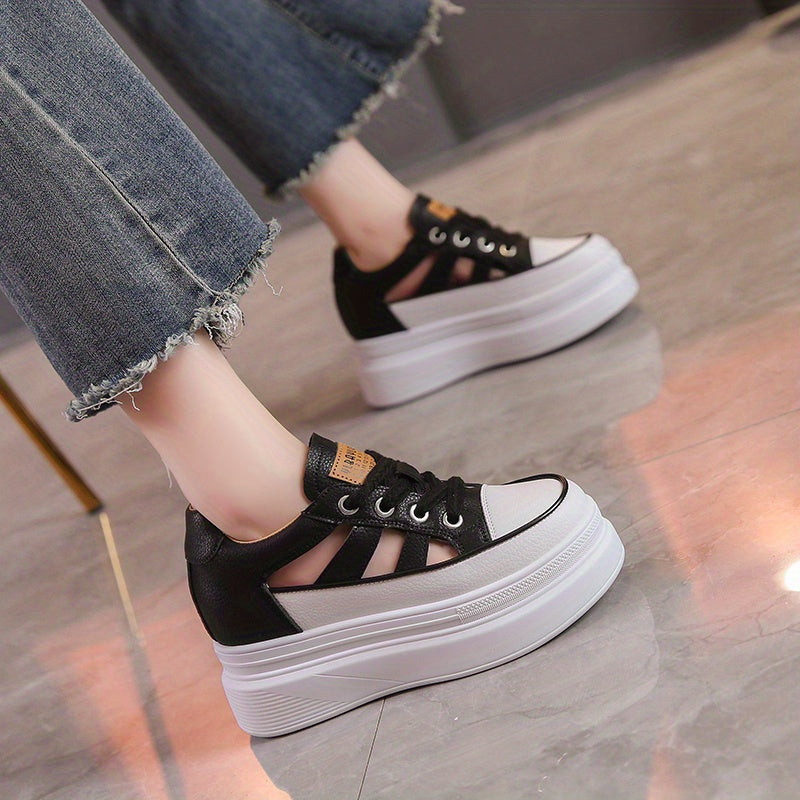 Women's Hidden Heel Chunky Sneaker Cutout Breathable Casual Walking Shoes