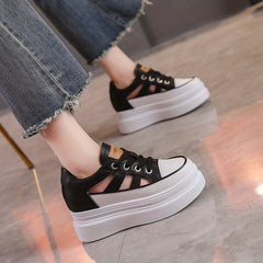 Women's Hidden Heel Chunky Sneaker Cutout Breathable Casual Walking Shoes