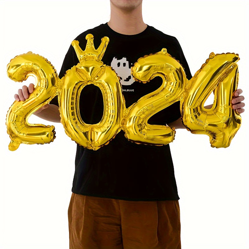 1pc Crown Number Balloon Colorful Aluminum Film Giant Decorative Balloon