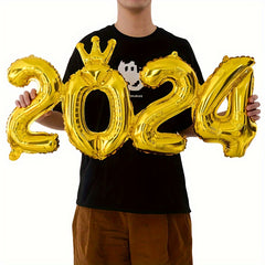 1pc Crown Number Balloon Colorful Aluminum Film Giant Decorative Balloon